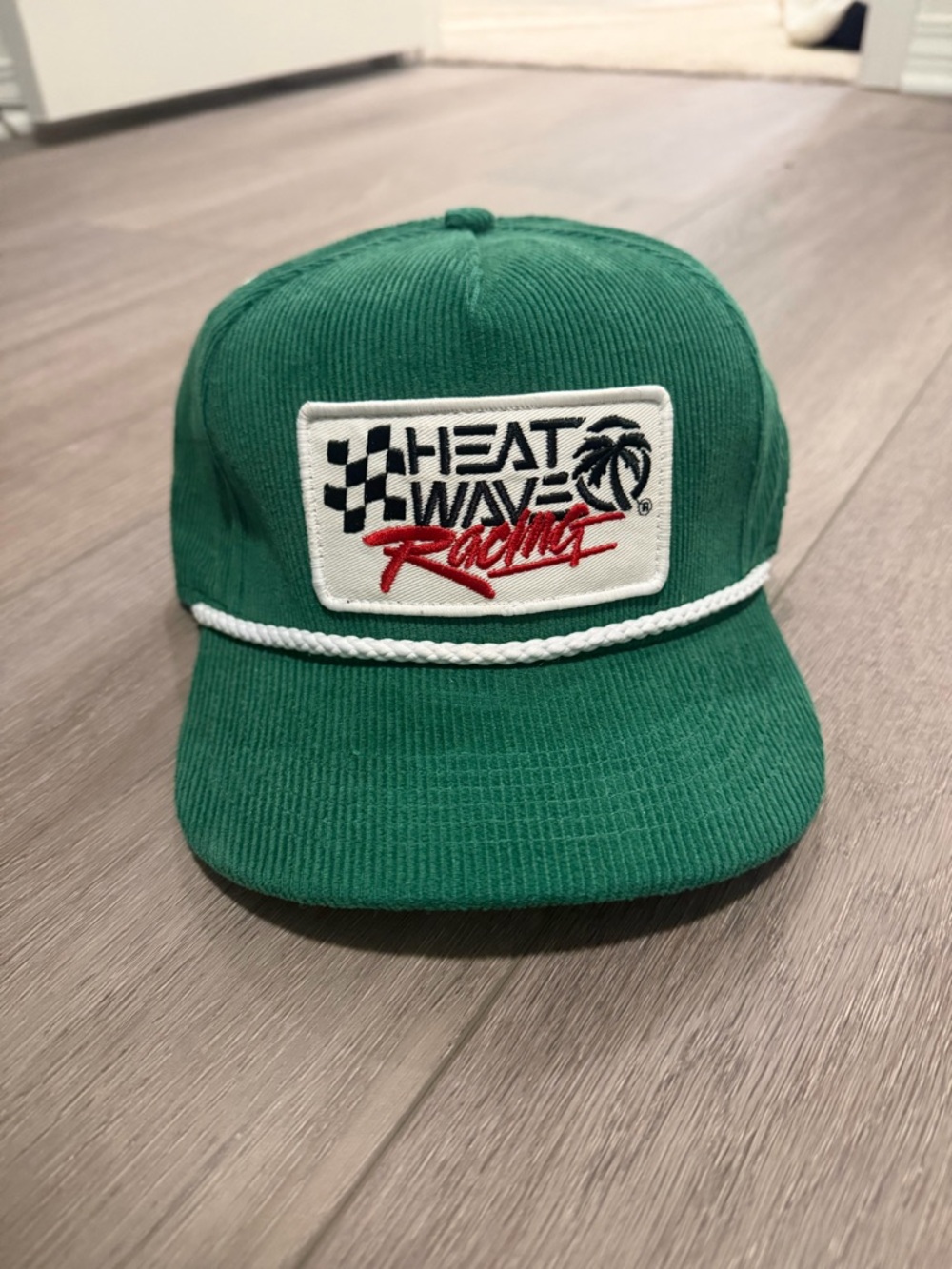 Heat Wave Racing Green Corduroy Rope-Trim Cap